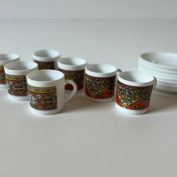 Vintage ARCOPAL France Expresso Demitasse Cups & Saucers Mid Century Modern - Picture 1 of 7